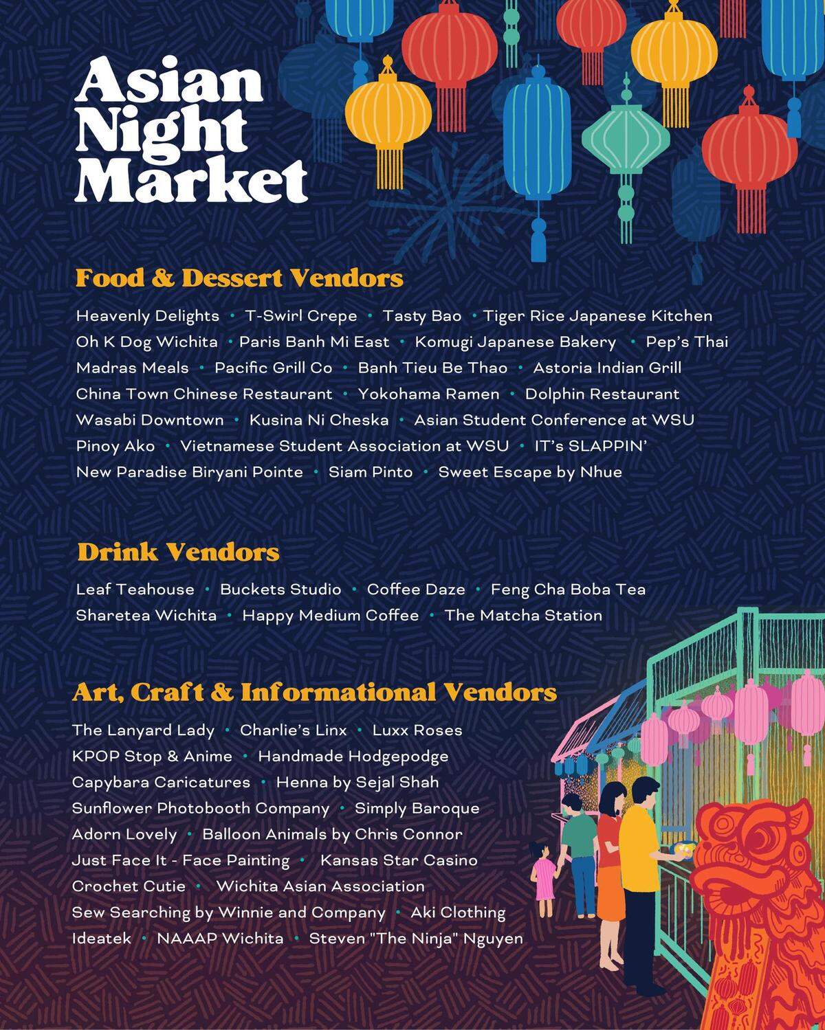 The vendor lineup for Saturday’s Asian Night Market