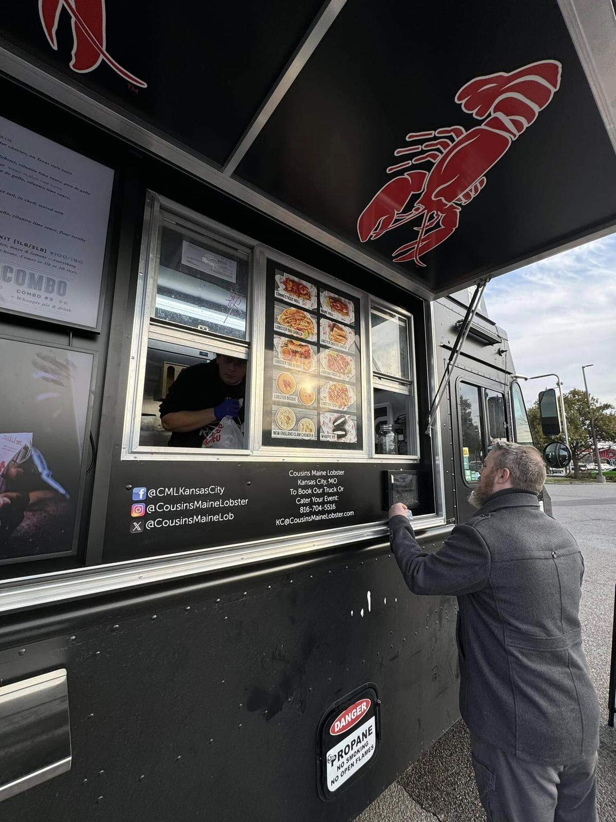 A customer is pictured during Cousins Maine Lobster’s first visit to Wichita in November 2024.