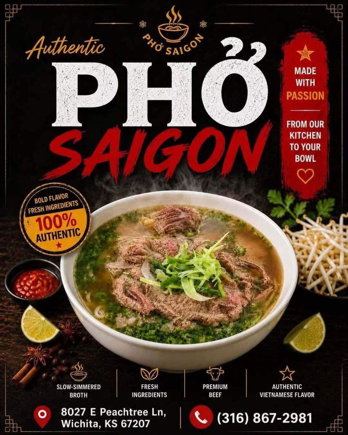 Pho Saigon is the title of a permanent weekend pop-up shop operating out of Sharetea Wichita, Kellogg and Rock, and serving pho on the weekends.