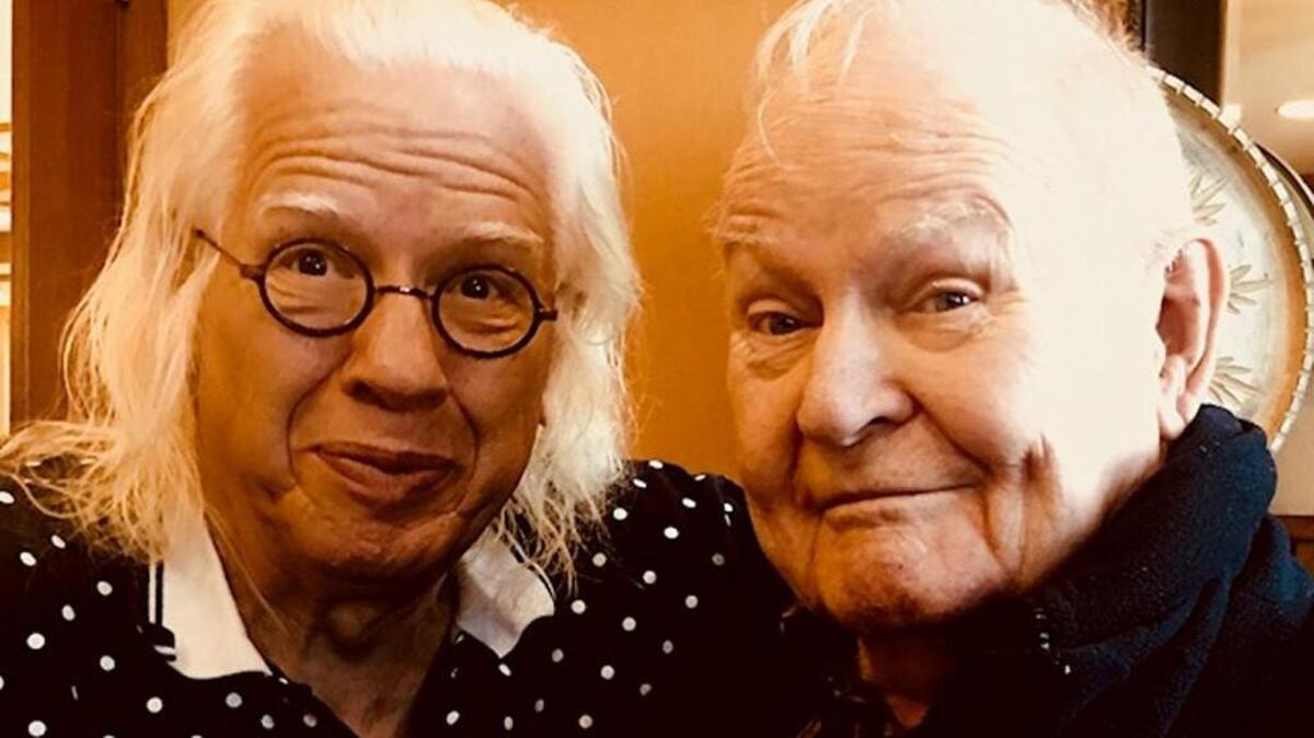 Don Weddle, right, and artist Tom Otterness. Weddle was an art instructor at Wichita Southeast High School for about 30 years, where he taught future star artists, including Otterness and David Salle.