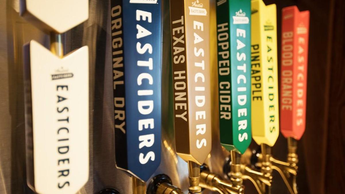 Five taps of Austin Eastciders cider. The cider will be distributed in Wichita beginning July 10.