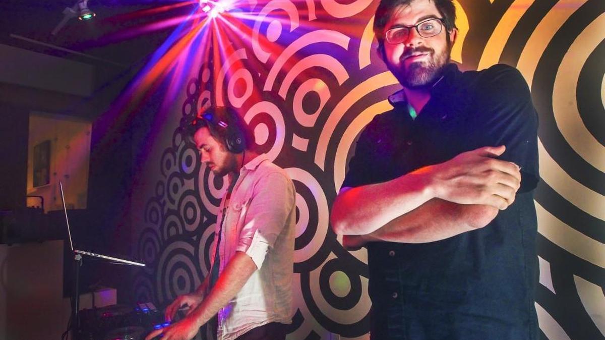 Sean Ward, right, HUE Gallery of Contemporary Art co-owner, and DJ Gerard Wellemeyer will be providing an artistic and musical experience for one night only called “Chimera Effect” at this week’s Final Friday.