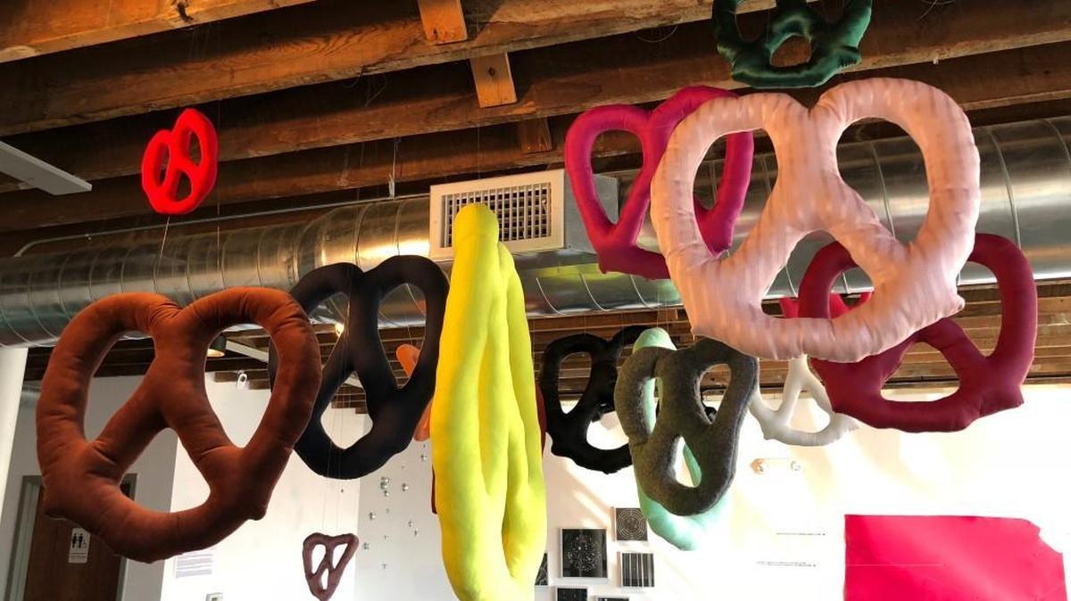 An installation in Genevieve Waller’s “Rainbow in Reverse: Queer Kansas History,” hosted at Harvester Arts.