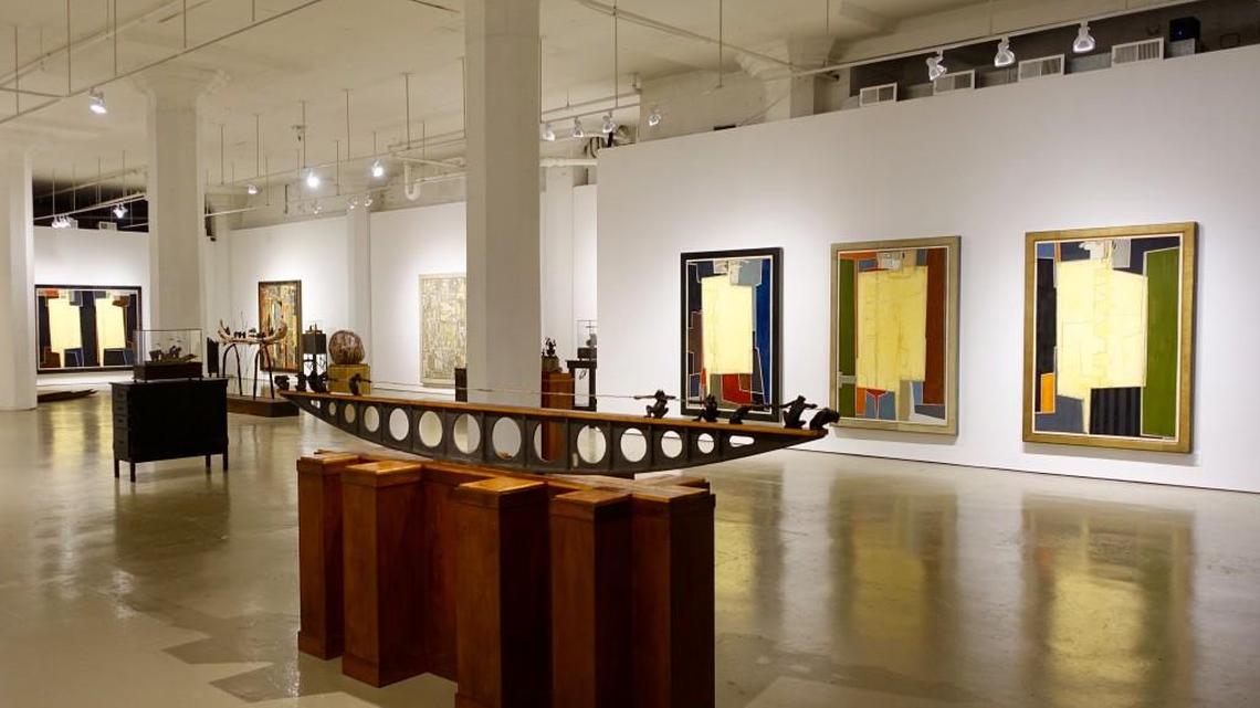 Wichita-based artists John and Connie Ernatt’s “New Works from a Strange Year” is featured in Leedy-Voulkos’ Main Gallery this First Friday. Featured in the center is Connie Ernatt’s “Suspension.”