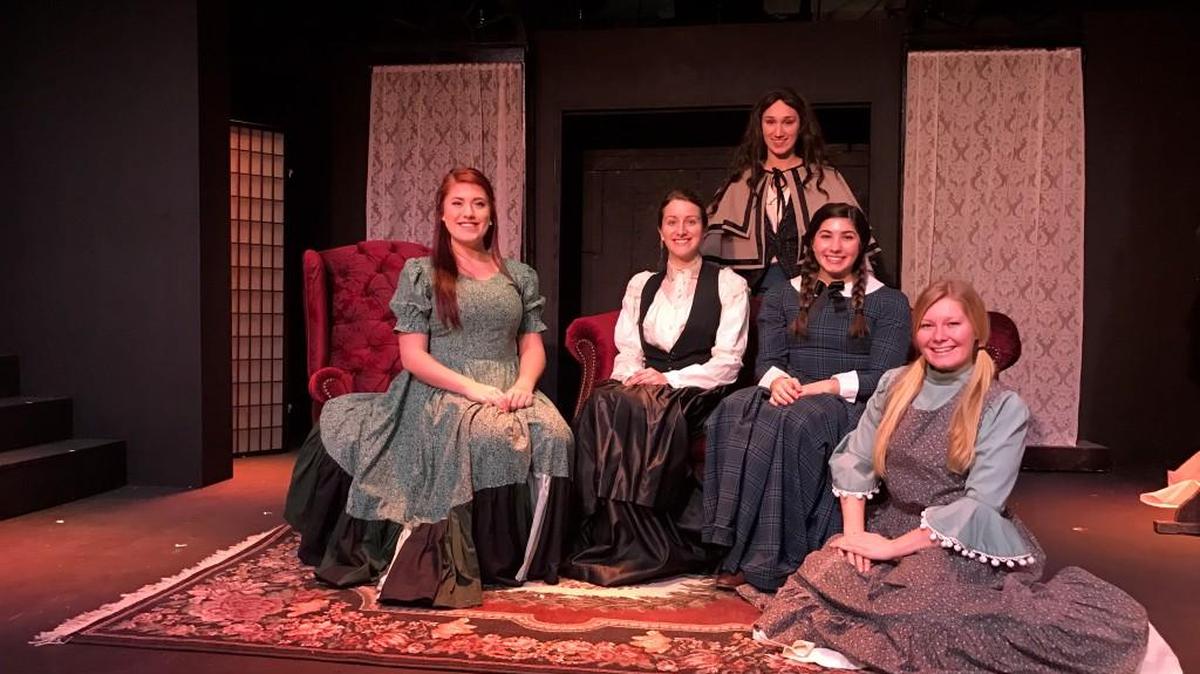 From left, the cast of “Little Women” includes Kennedy Staiger, Larissa Briley, Maddie Razook, Maddy Mash and Anne Hickerson.