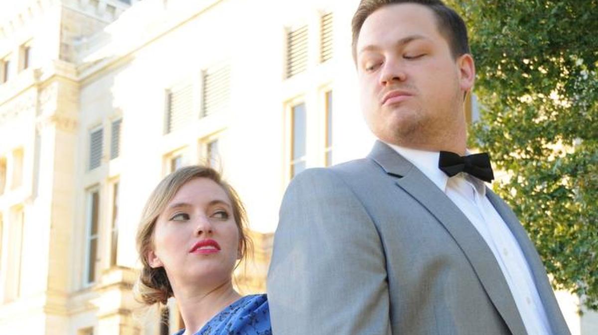 The leads of Opera Kansas’ “Trial By Jury” are Angelina, played by Carter Tholl, and Edwin, played by Joshua Holcomb.