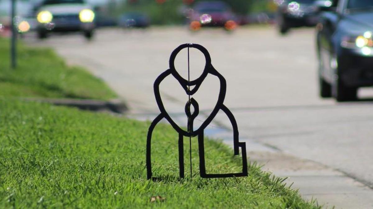 A sculpture by Wichita artist Kanbee just north of Towne East Square on Rock Road.