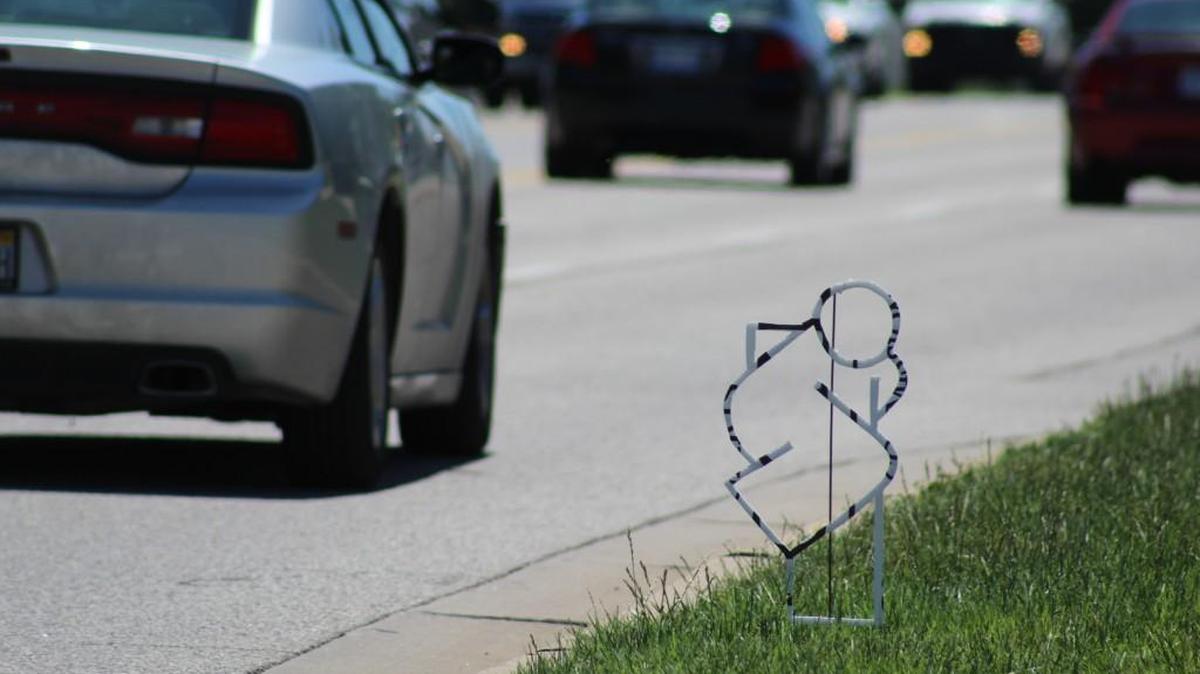 A sculpture by Wichita artist Kanbee can be seen around 29th and Rock Road.