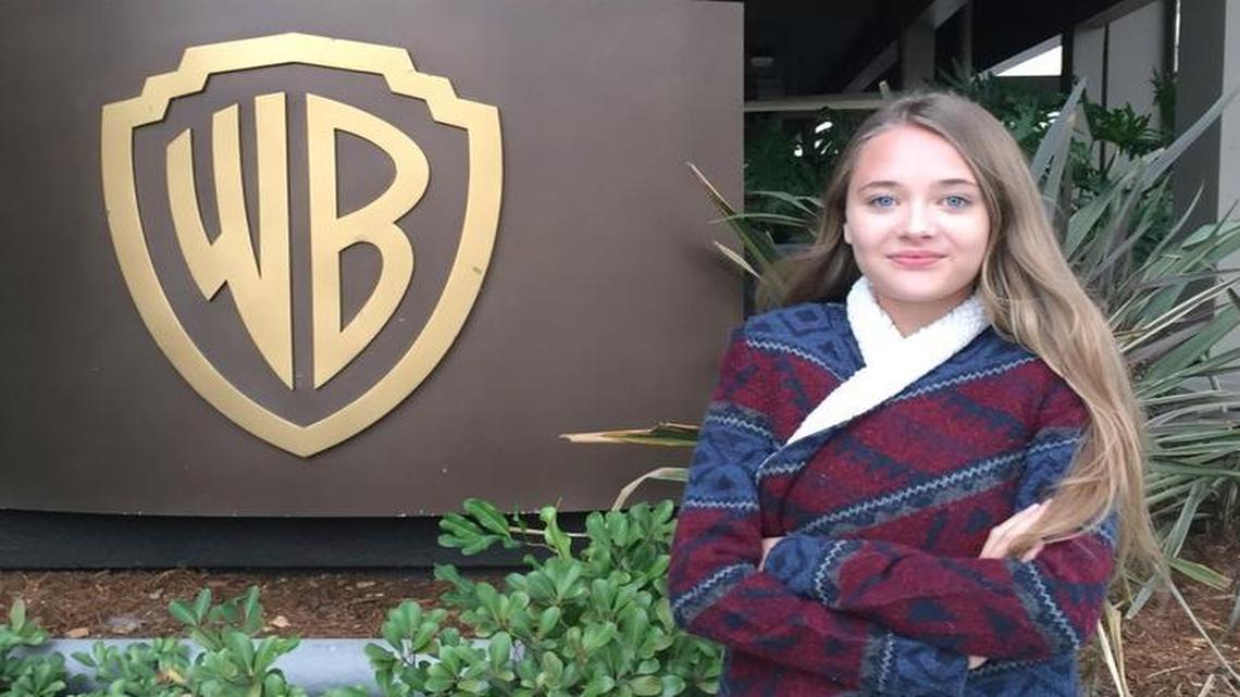 Reylynn Caster on the Warner Brothers lot in Hollywood.
