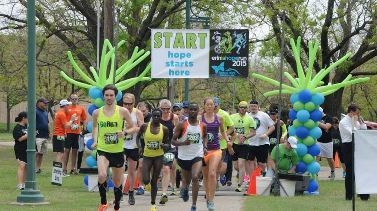 Runners take off for the Erin Is Hope Run in 2015, when the race was run downtown. This year, the run is moving back to the Waterfront, but organizers had to scrap the 8K.