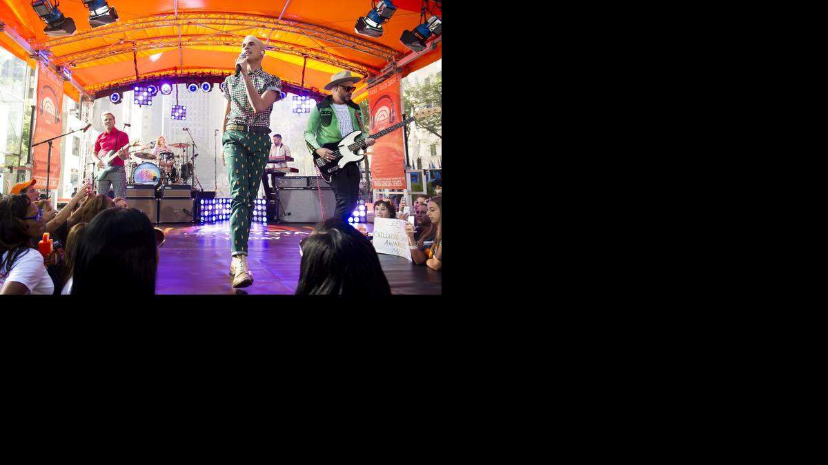 
Tyler Glenn, center, from the band Neon Trees performs on NBC's "Today" show. The group will perform in Wichita on Oct. 21.

