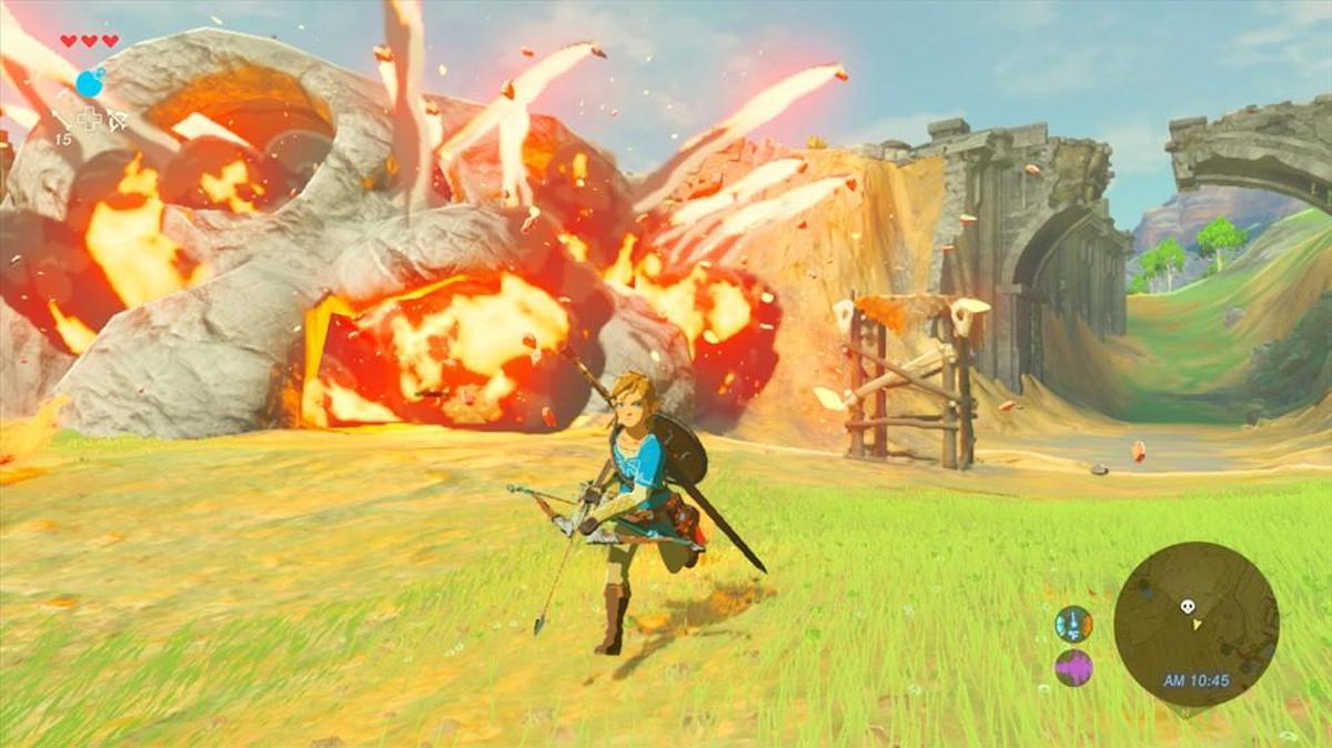 This image shows a scene from the new game “The Legend of Zelda: Breath of the Wild.”