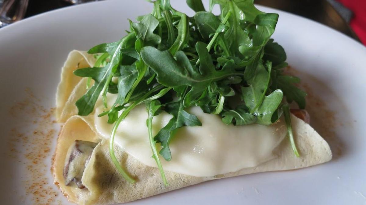 Georges French Bistro’s seafood crepes are beautifully presented and good for a lighter appetite.