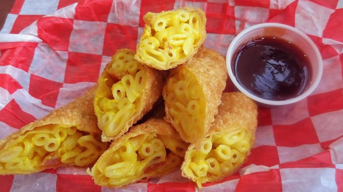 Parsnipity Cafe in the Epic Center is becoming known for its lumpia, a fried Filipino spring roll, and is experimenting with lots of crazy flavors it will serve on Oct. 31 during a “LumpiaPalooza.” This one is stuffed with macaroni and cheese with bacon.