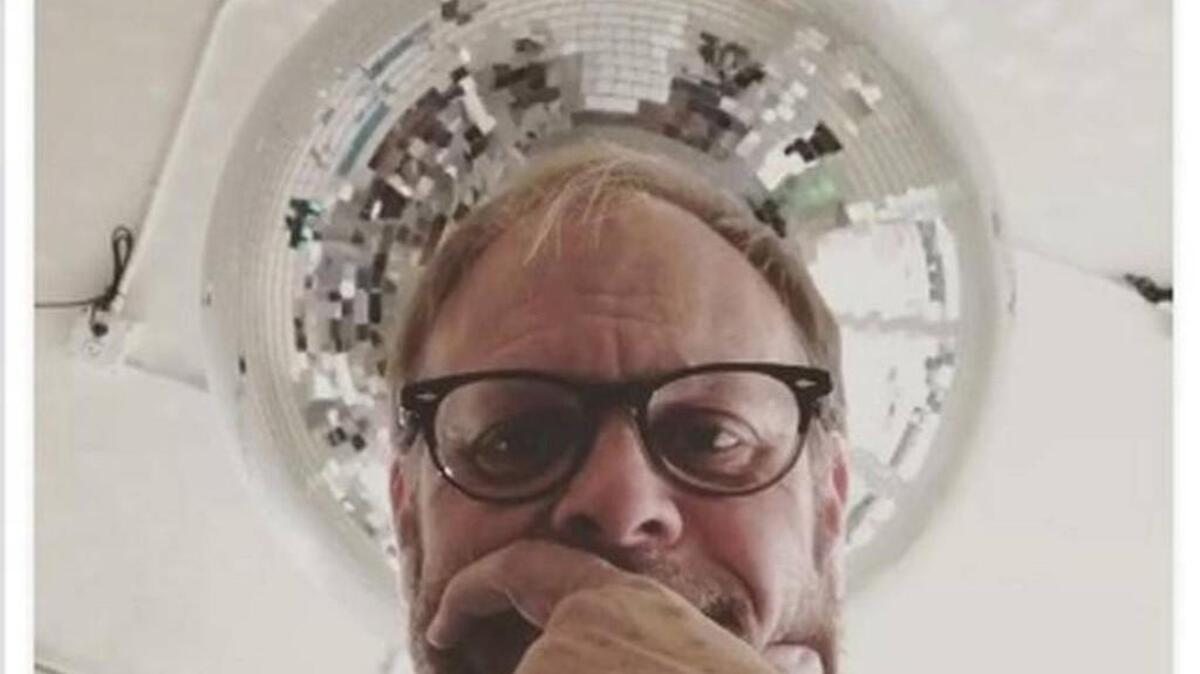 Food Network celebrity Alton Brown posted this photo of himself on social media during a stop at Espresso to Go Go in October.