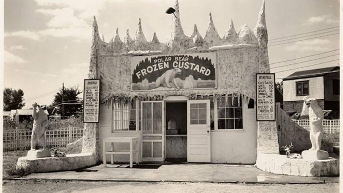 Polar Bear Frozen Custard operated in 1938 on the southwest corner of Central and Oliver, where there is now a strip center that most recently held Three Pea Consignment Gallery. According to the Wichita-Sedgwick County Historical Museum, the shop sat diagonally on the corner, and its designers used mortar to mold the artificial snow and ice.