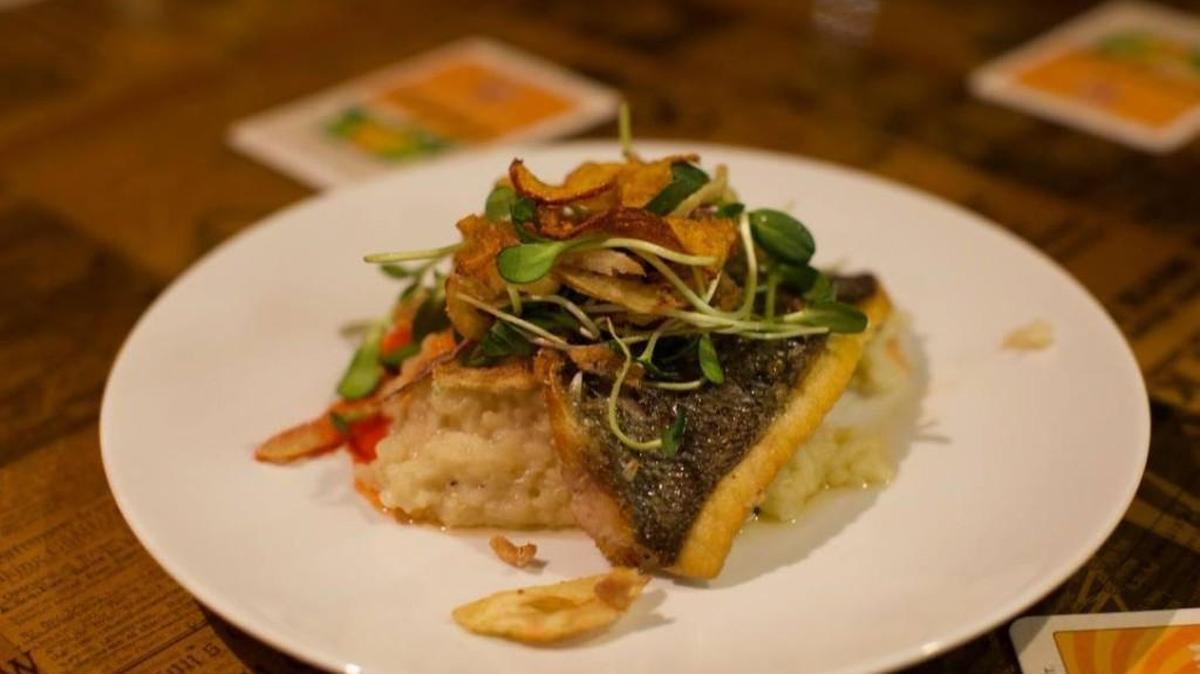 Public at the Brickyard is participating again in Wichita Restaurant Week and offering a striped bass with fennel beet salad, lemongrass risotto and red pepper sauce.