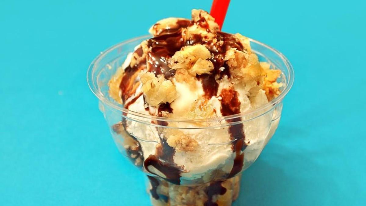 A baklawa sundae, made with pieces of the traditional Mediterranean dessert over ice cream, is one of the stars of Saturday’s Mediterranean Festival.