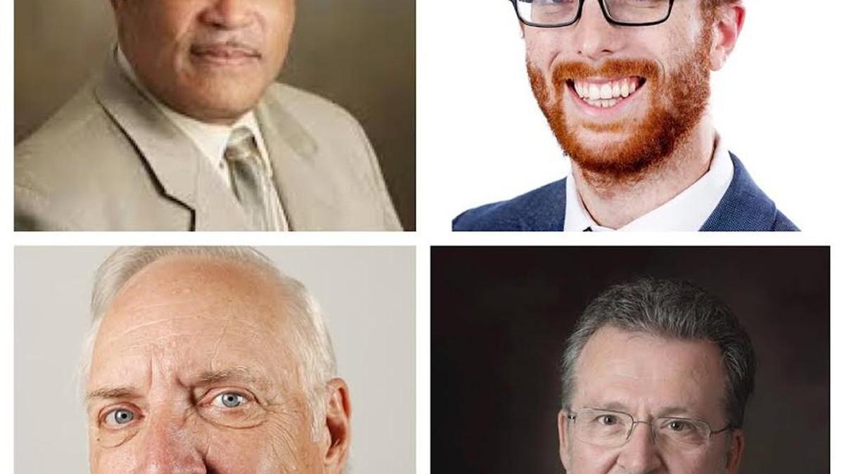Among the participants of the “100 Men Who Cook” fundraiser on Saturday are, clockwise from top left, former Mayor Carl Brewer, Wichita Eagle entertainment writer Matt Riedl, Wichita school board member Lynn Rogers and Sedgwick County Commissioner David Dennis.