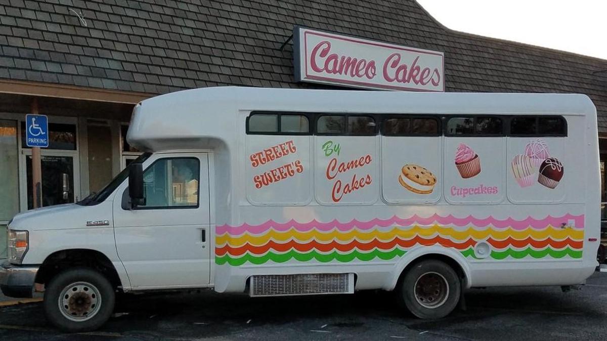 Cameo Cakes owners Rick and Vickie Prather just finished their food truck, called Street Sweets by Cameo Cakes. It operates out of an old airport shuttle bus.