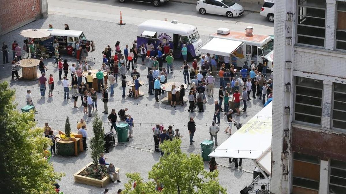 
The new Pop-Up Urban Park at 121 E. Douglas will have food trucks parked there every week day, even during the winter.
