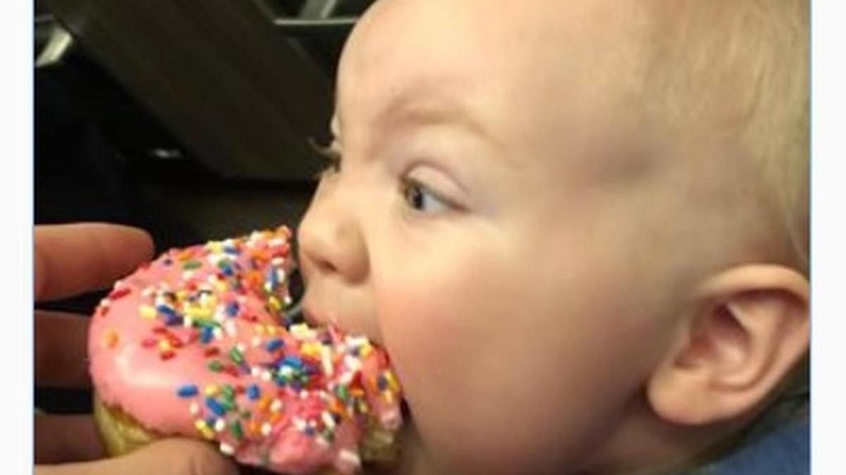 Pink’s 1-year-old son, Jameson, got to bite into a doughnut from Hurts Donut this weekend.
