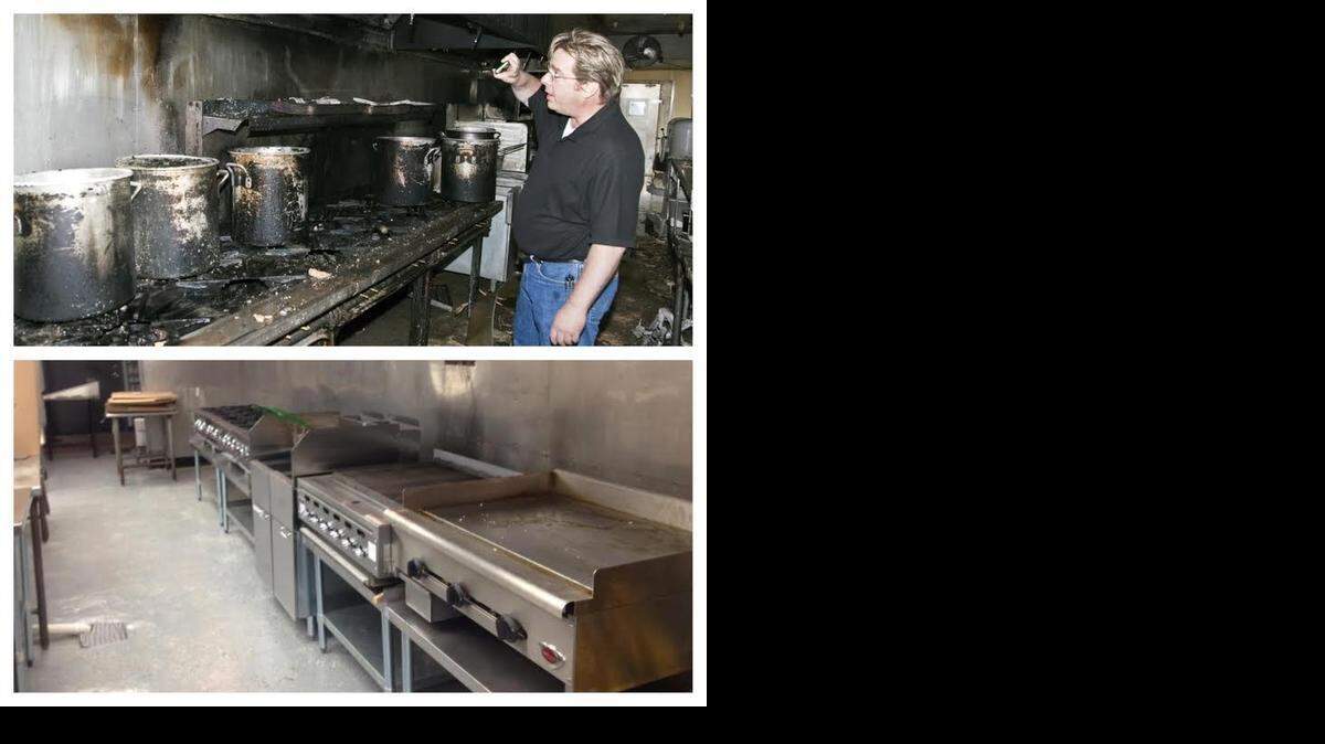 
The Stroud’s Kitchen just after the fire, above, and now, below. The restaurant reopens on Thursday.
