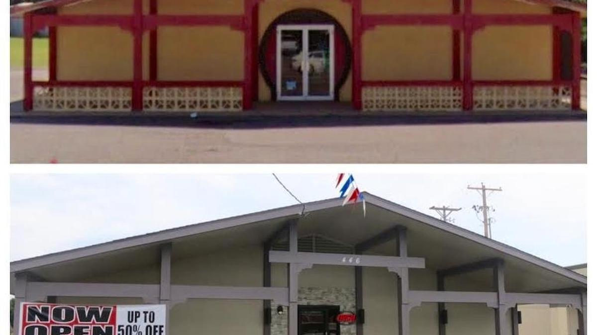 
Before: The former Hunan space was starting to crumble. After: The Tokyo Japanese Grill owner guts the building and redoes it, both inside and out.
