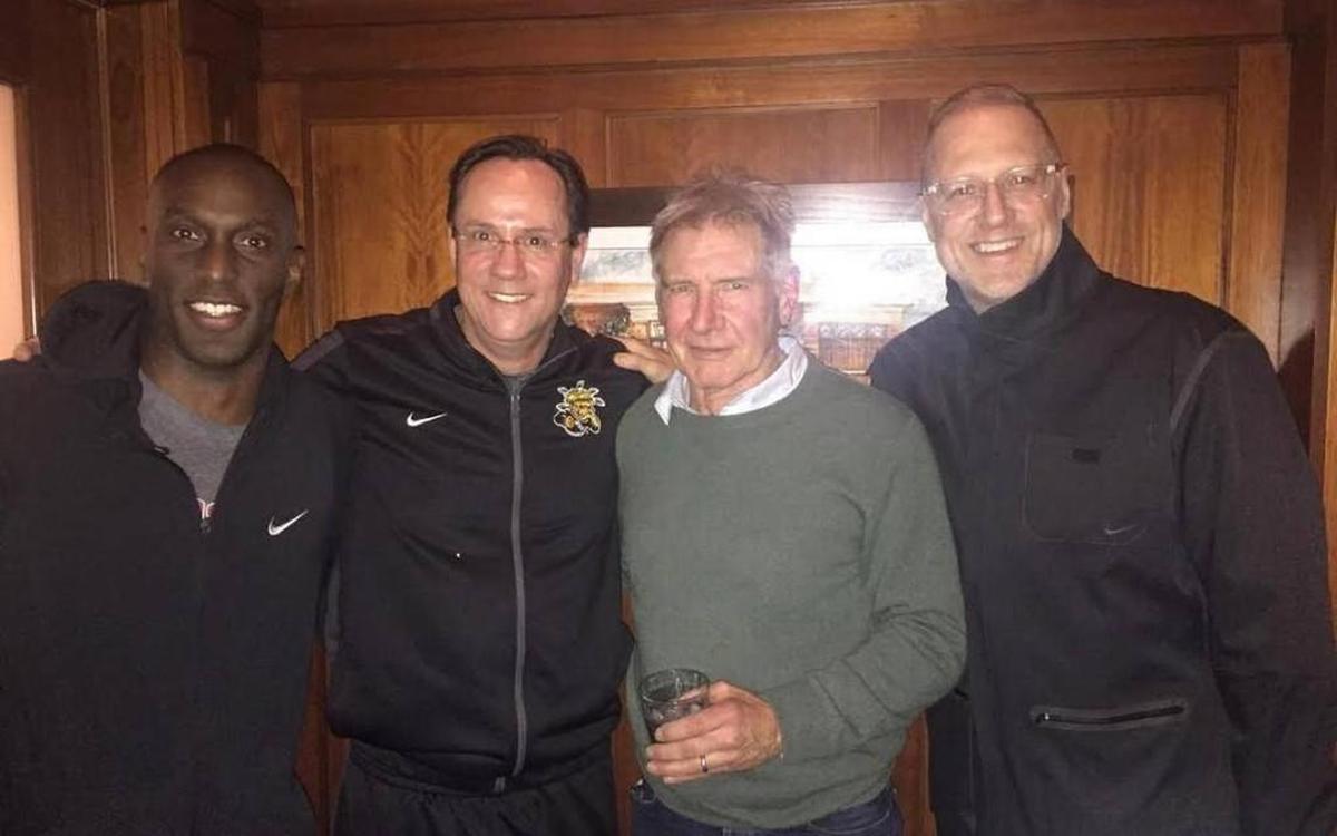Harrison Ford posed with Wichita State University head basketball coach Gregg Marshall when the two were both dining at Chester’s Chophouse in 2017.
