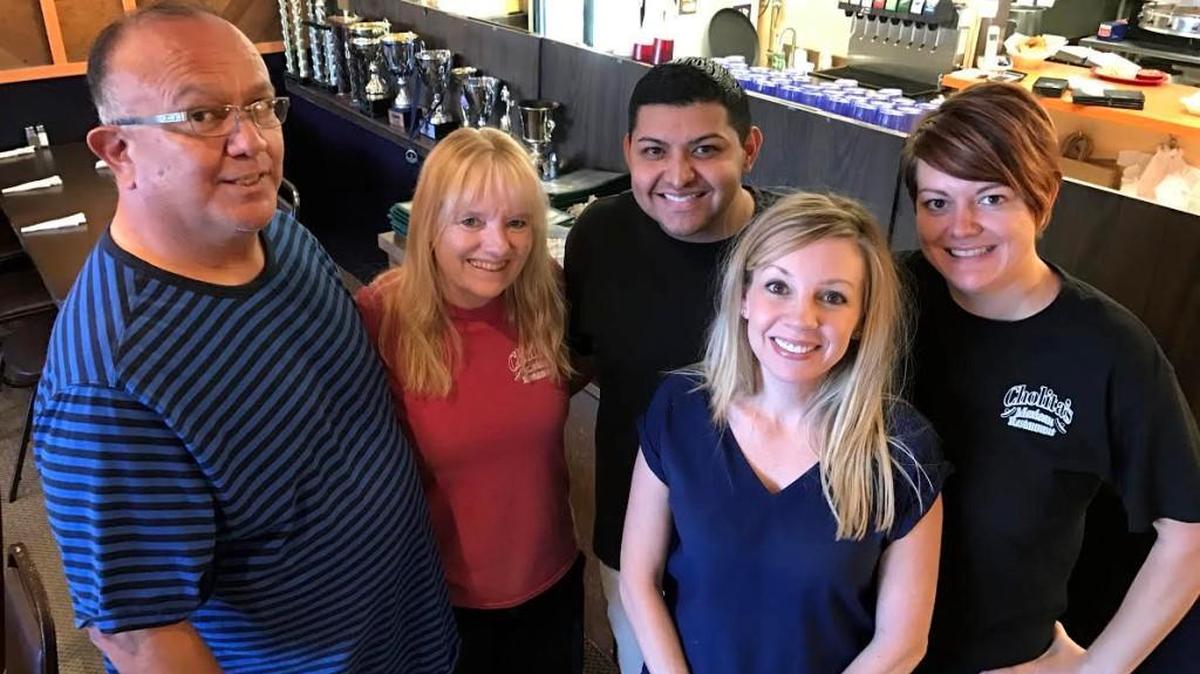 The Soria family has owned and run Cholita’s for 30 years. Pictured here are, left to right, Jesse Soria, Linda Soria, Jacob Soria, Heather Mora and Katie Finkeldei.