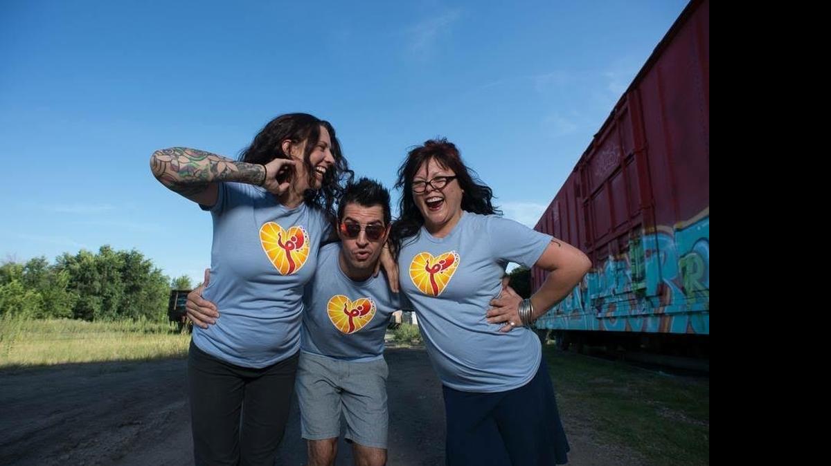 
Local restaurant owners Schane Gross, left, of the Anchor, Jason Febres of Taste and See and Tanya Tandoc of Tanya’s Soup Kitchen goofed around for a photo shoot a few years ago.
