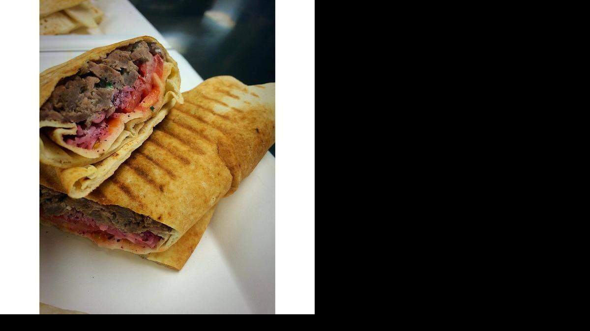 
A beef shawarma wrap from Meddys.
