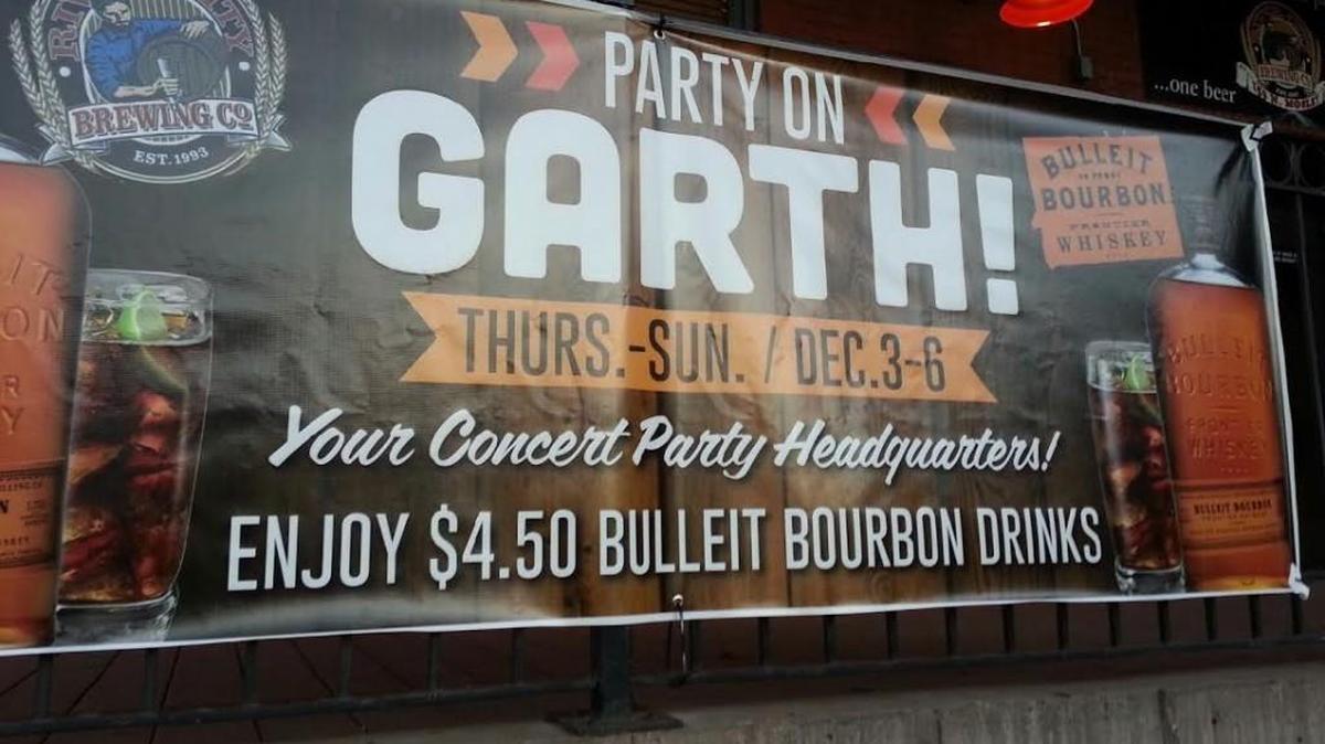 River City Brewing Co. posted this fun sign banner promoting its Garth Brooks weekend drink special.