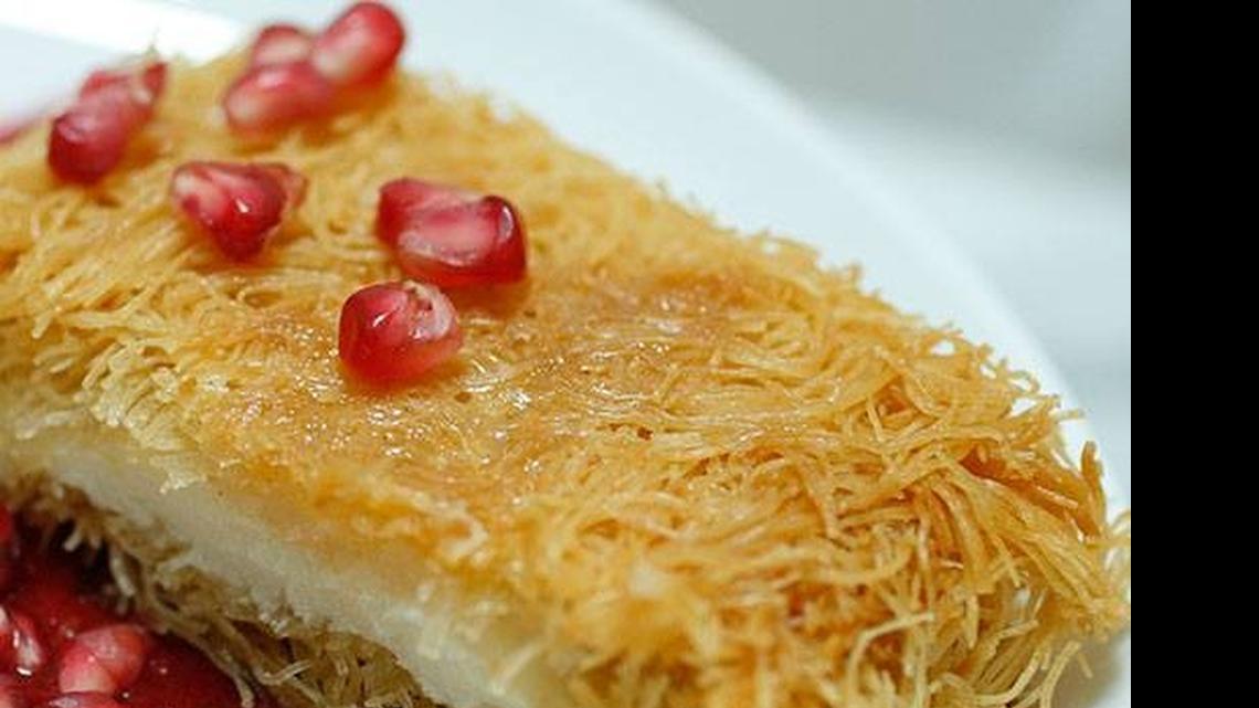 
This is kunafa, which features crunchy dough on the outside and custard cream on the inside. It will be the specialty dessert at Tahini Mediterranean Eatery.
