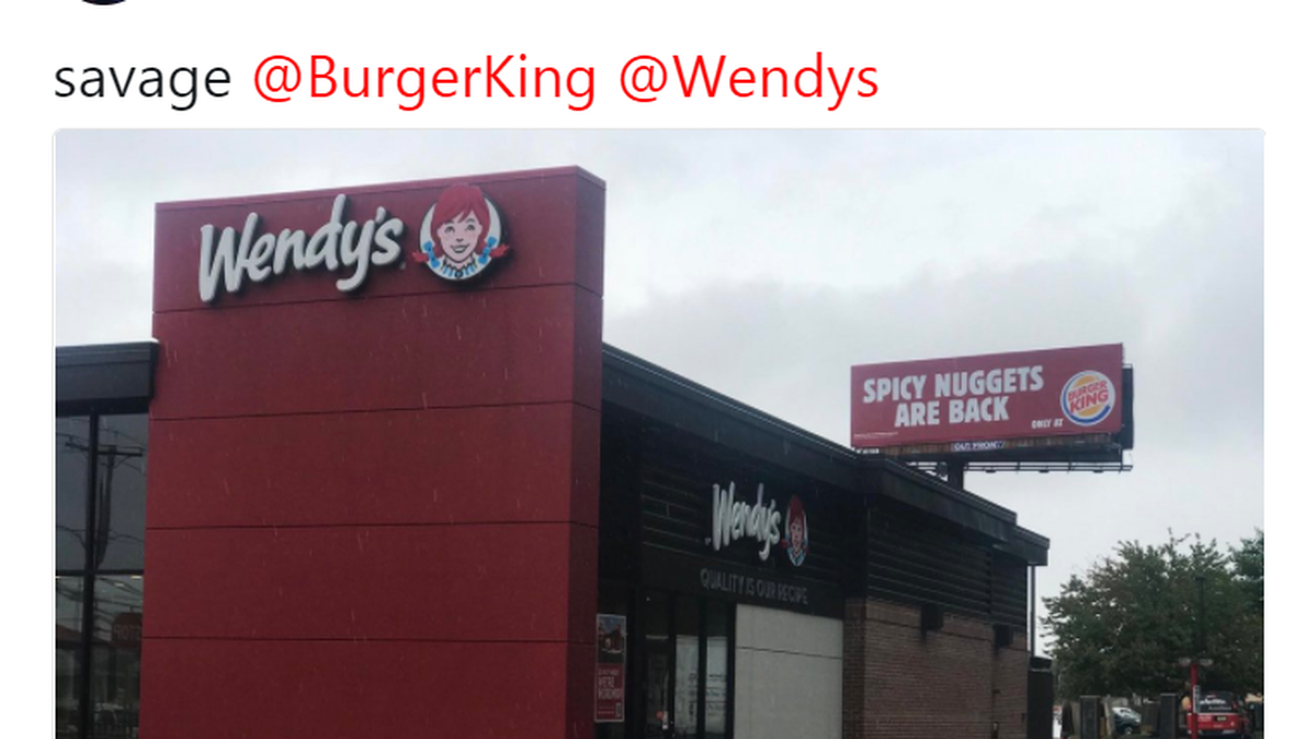 Burger King aggressively advertisers their spicy chicken nuggets, which Wendy’s removed from their menu back in March.