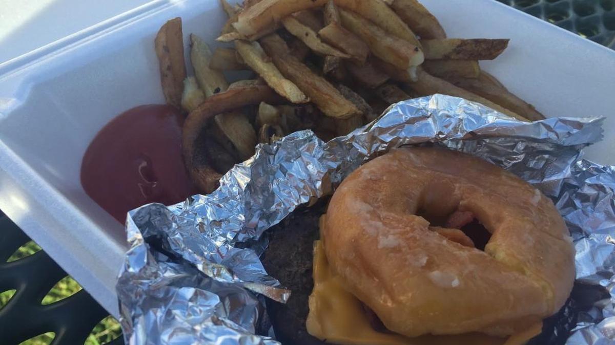 The doughnut bacon cheeseburger from Big G’s Burgers.