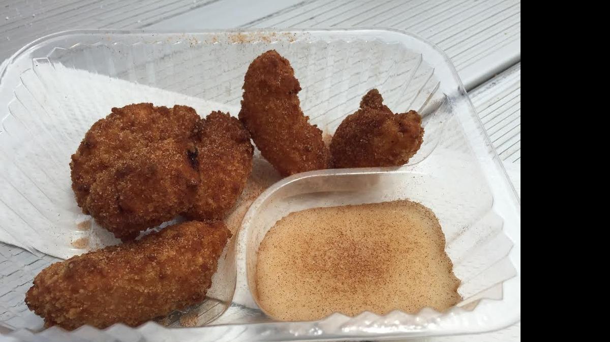 
The sweet breading clings nicely to Original Corn Roast’s fried peaches.

