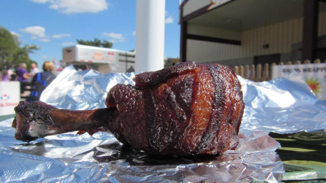 State Fair Food: Bacon-wrapped chicken lollipop