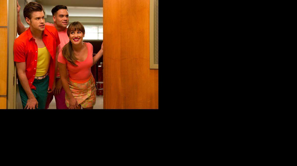 
“Glee’s” final season will include, from left, Chord Overstreet, Mark Salling and Lea Michele.
