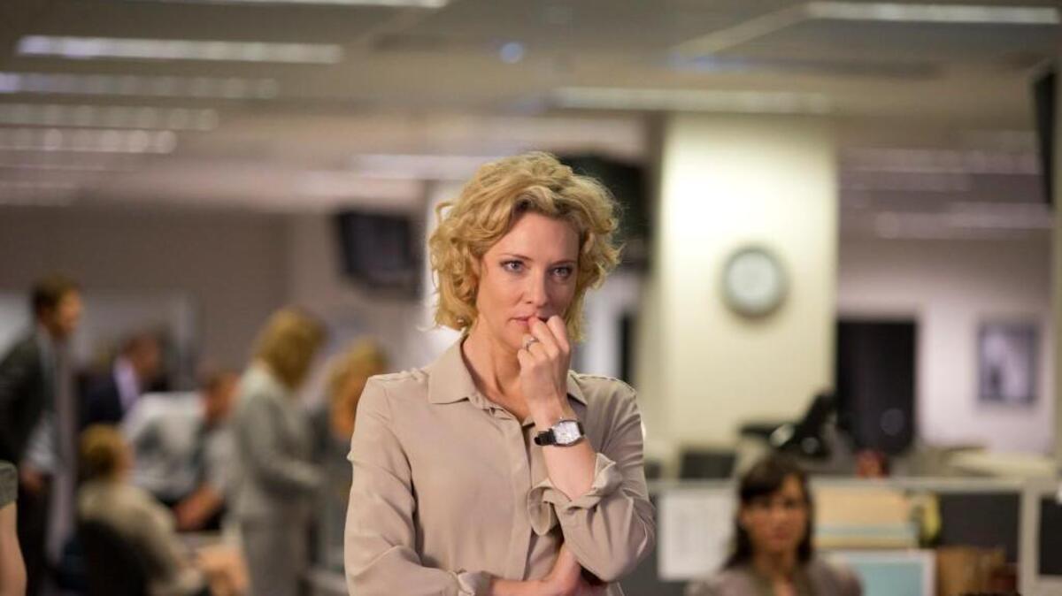 Journalist Mary Mapes (Cate Blanchett) produces the “60 Minutes” segment that will cause her to get fired in “Truth.”