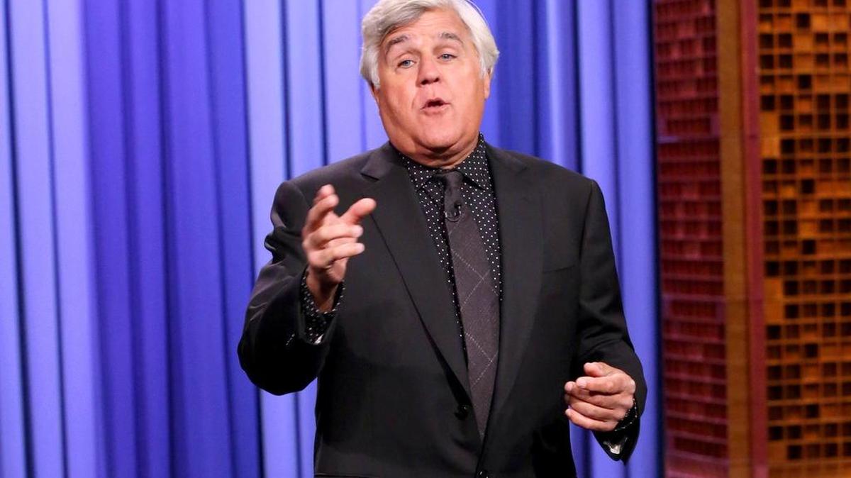 
In this Oct. 6, 2015, photo released by NBC, comedian and former late-night talk show host Jay Leno delivers the opening monologue on “The Tonight Show Starring Jimmy Fallon” in New York. 
