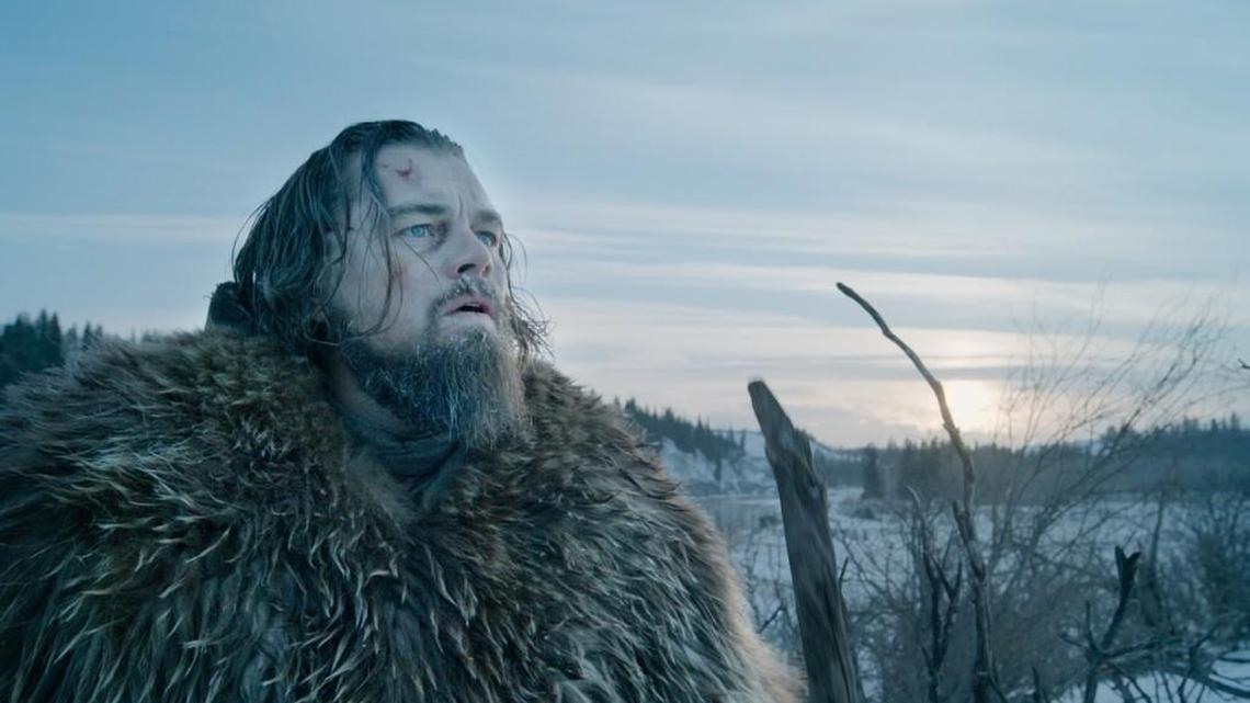 Leonardo DiCaprio stars as a man left for dead in the harsh wilderness in “The Revenant.”