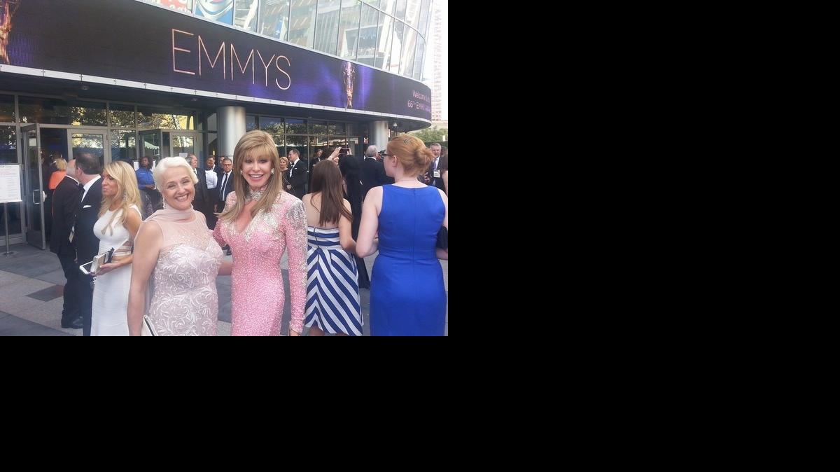 
Beth Bower, left, and Sierra Scott attended the Primtime Emmy Awards in Los Angeles on Monday.
