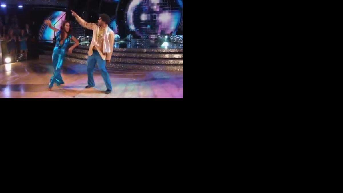 Screeengrab of Tavis Smiley and Sharna Burgess dancing a cha cha on "Dancing with the Stars" Monday.
