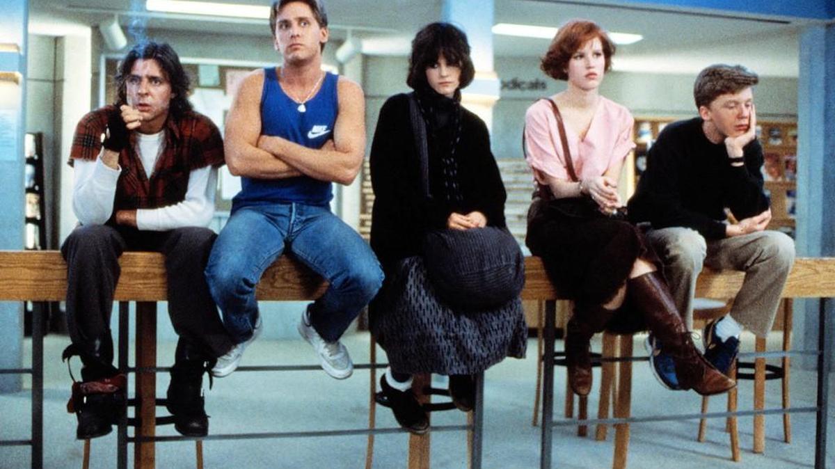 From left: Judd Nelson, Emilio Estevez, Ally Sheedy, Molly Ringwald and Anthony Michael Hall star in “The Breakfast Club.”