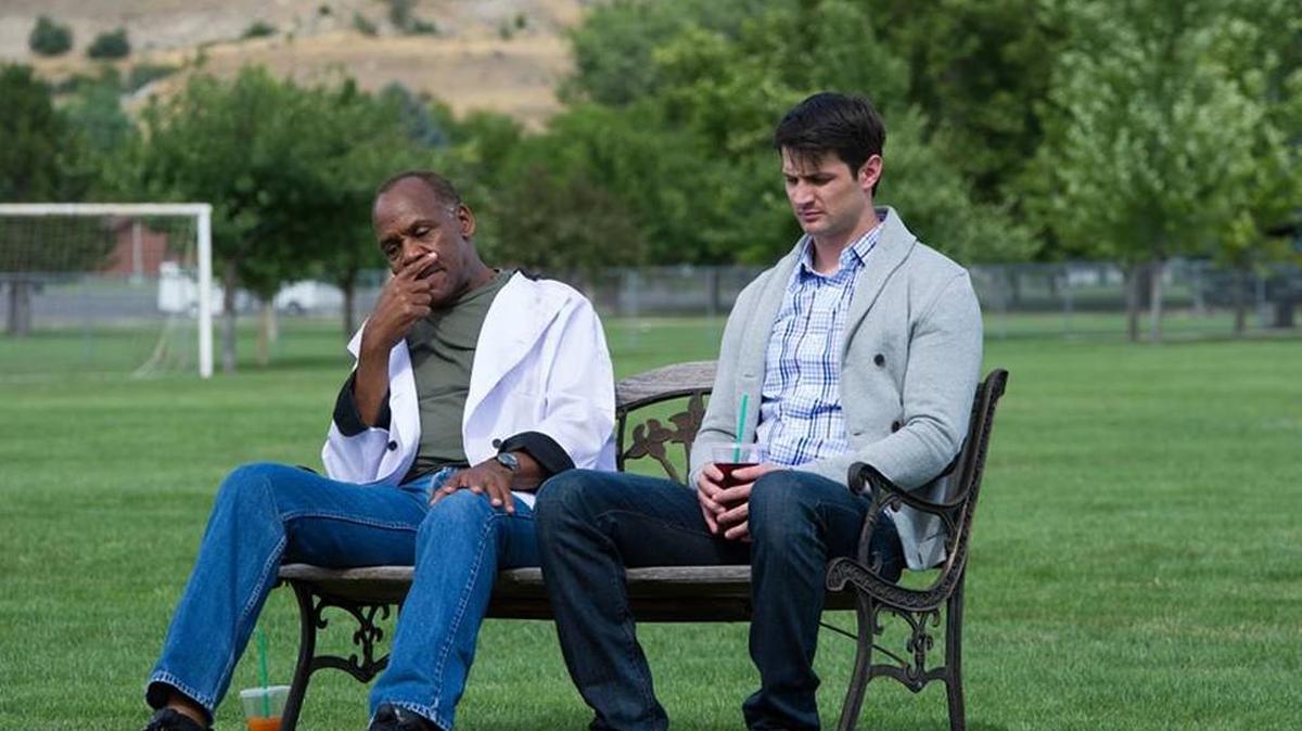 
Danny Glover, left, and James Lafferty star in “Waffle Street,” the closing night film of the Tallgrass Film Festival.
