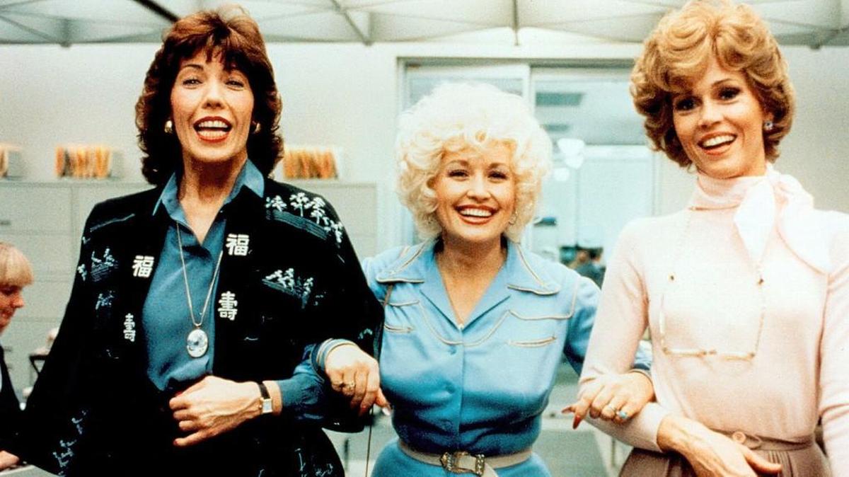 Lily Tomlin, left, Dolly Parton and Jane Fonda star in “9 to 5.”