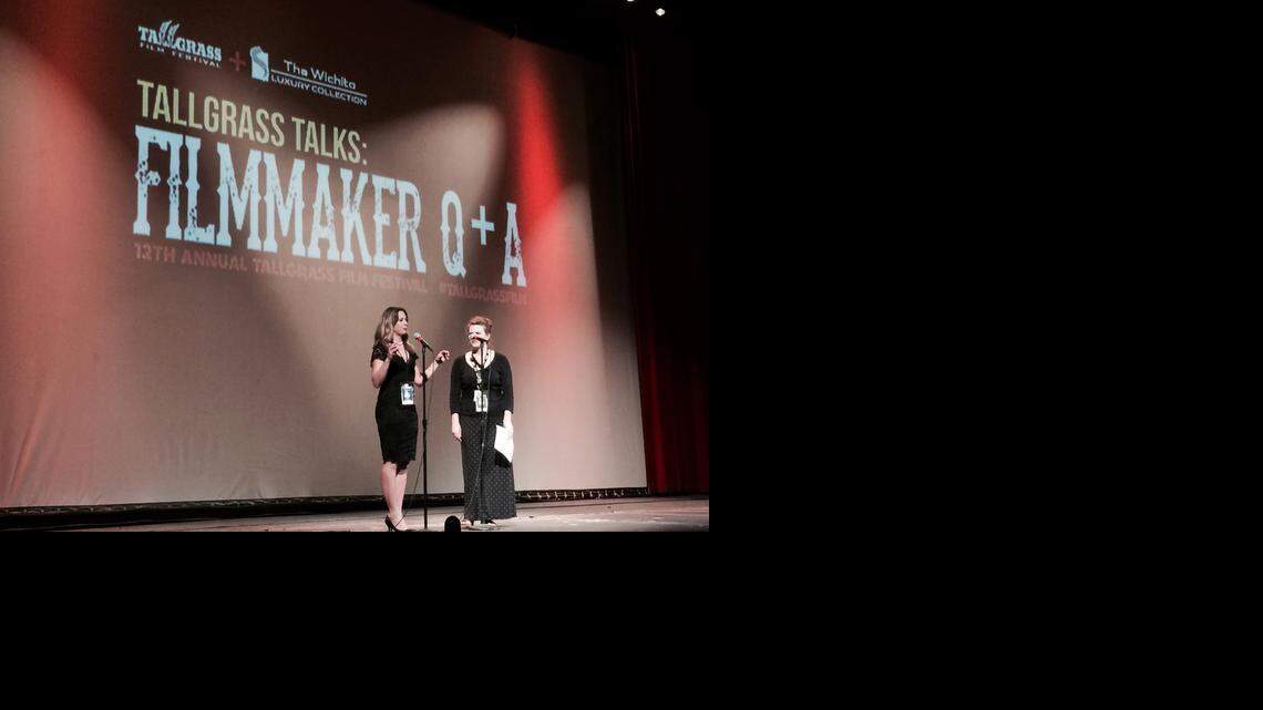 
Director and actress Kasi Brown, left, talks about her film “Gone Doggy Gone” on Thursday at the Tallgrass Film Festival. 
