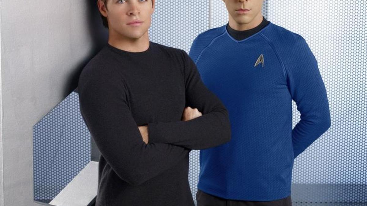 Chris Pine, left, and Zachary Quinto star in “Star Trek.”