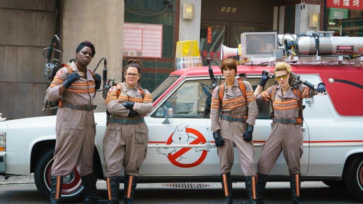 From left, Patty (Leslie Jones), Abby (Melissa McCarthy), Erin (Kristen Wiig) and Jillian (Kate McKinnon) take on the paranormal as the new “Ghostbusters.”